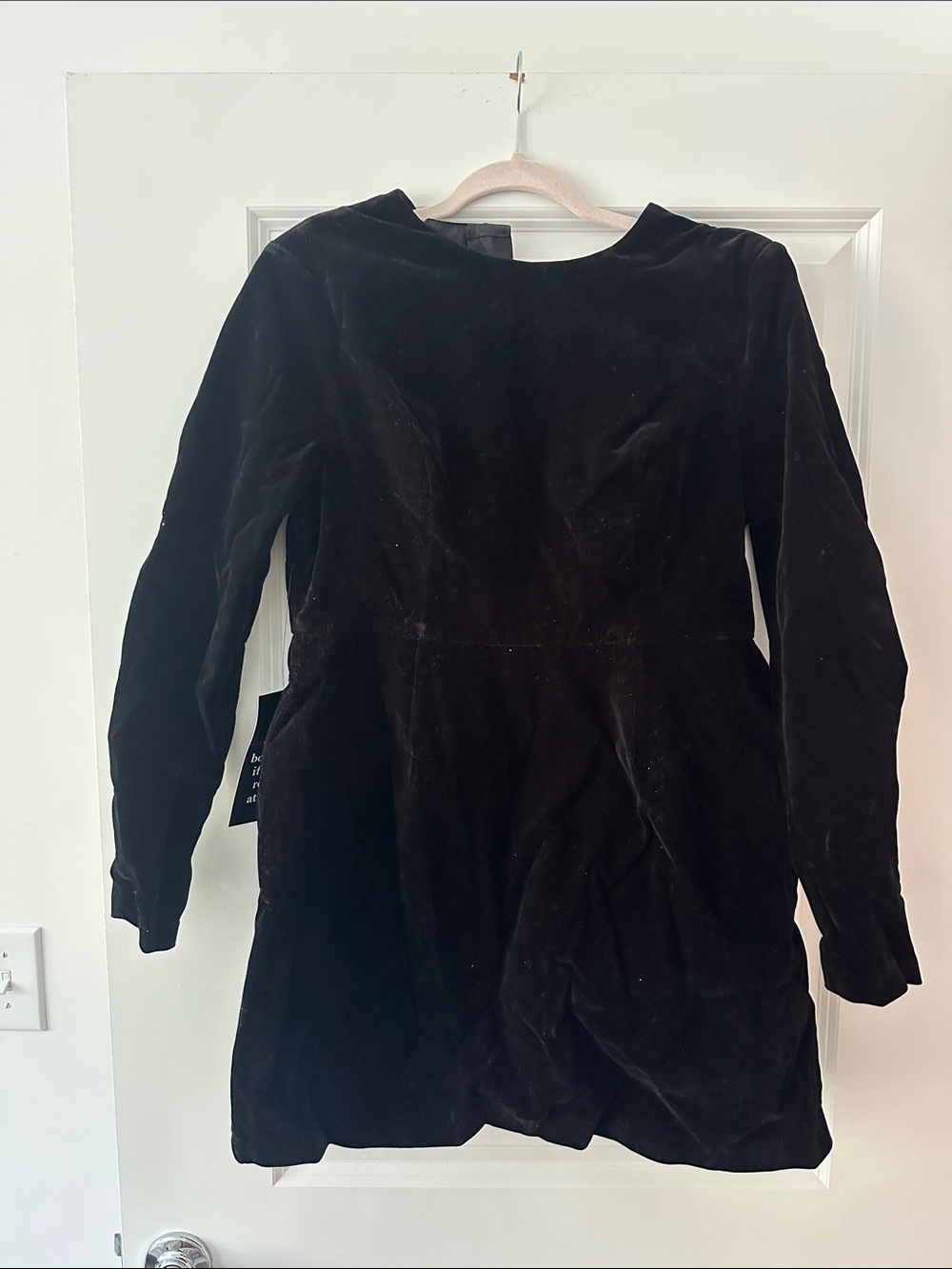 Tuckernuck Hayley Black Velvet Long Sleeve Mini Dress